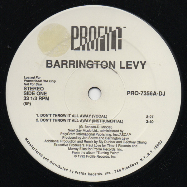 Barrington Levy – Don't Throw It All Away / Something In My Heart 