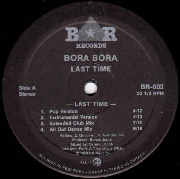 Bora Bora - Last Time | BR Records (BR-003) - 3