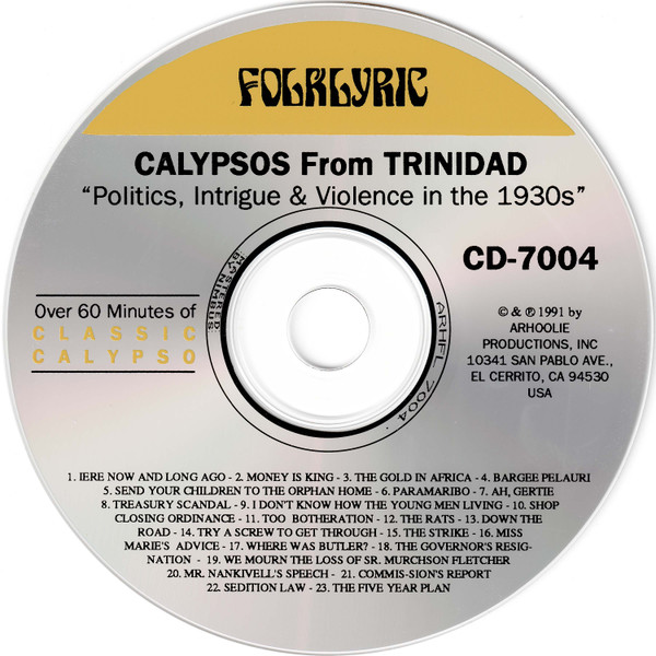 descargar álbum Various - Calypsos From Trinidad Politics Intrigue Violence In The 1930s