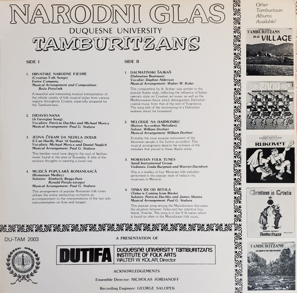 last ned album Duquesne University Tamburitzans - Narodni Glas