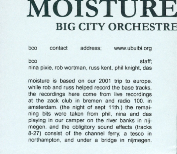 baixar álbum Big City Orchestre - Moisture