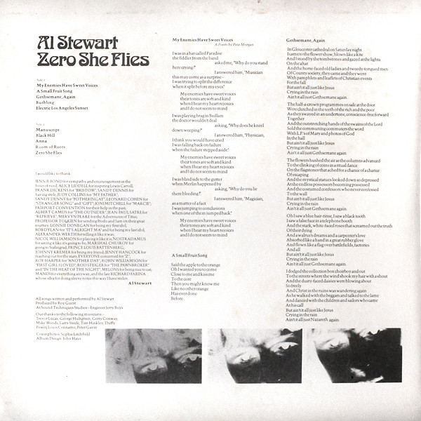 Al Stewart – Zero She Flies (1985, Vinyl) - Discogs