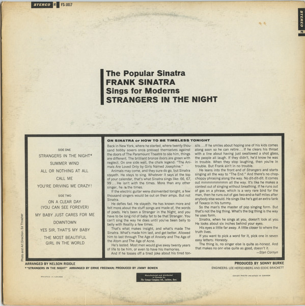 Frank Sinatra - Strangers In The Night | Reprise Records (FS 1017) - 2