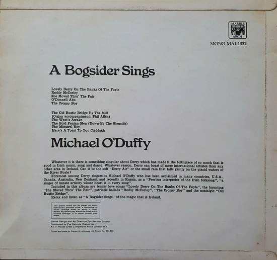 télécharger l'album Michael O'Duffy - A Bogsider Sings