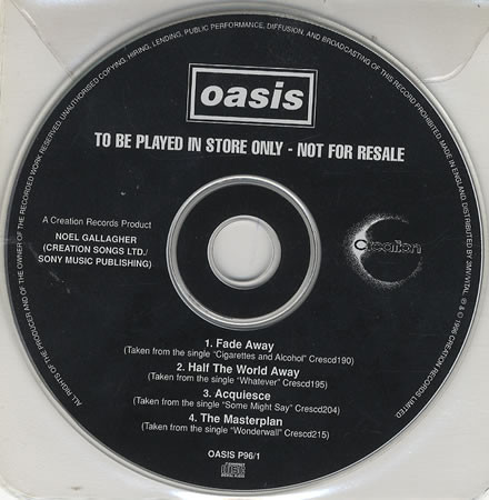 Oasis – Fade Away (1996, CD) - Discogs