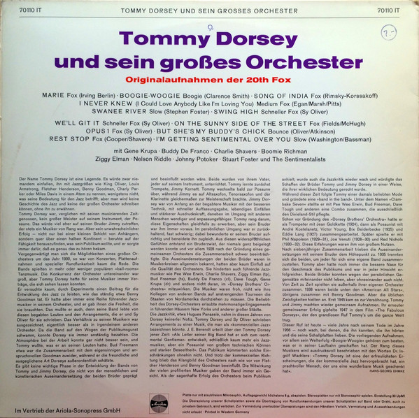 last ned album Tommy Dorsey And His Orchestra - Originalaufnahmen Der 20th Fox