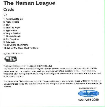 The Human League – Credo (2011, CD) - Discogs