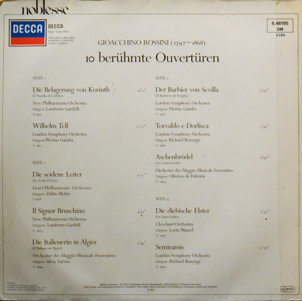 lataa albumi Gioacchino Rossini - Wilhelm Tell 10 Berühmte Rossini Ouvertüren