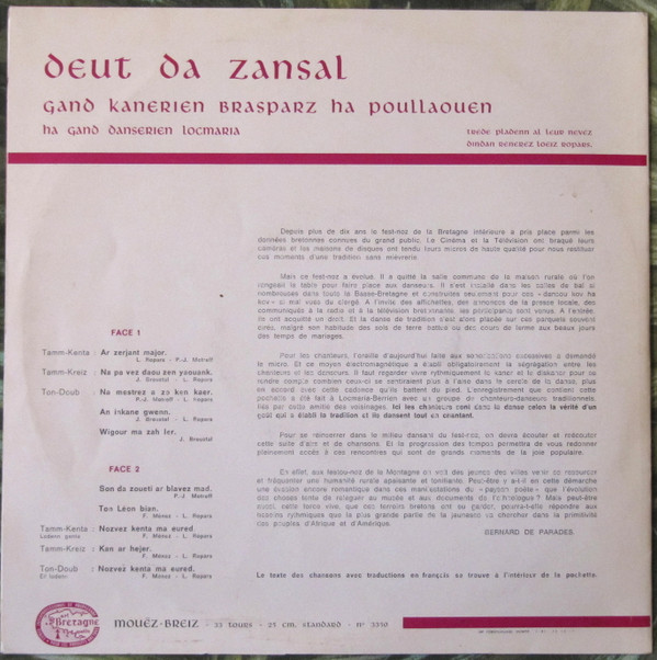 télécharger l'album Download Various - Deut Da Zansal Gand Kanerien Brasparz Ha Poullaouen album