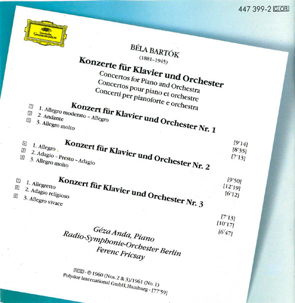 Album herunterladen Bartók Géza Anda, Ferenc Fricsay RadioSymphonieOrchester Berlin - Klavierkonzerte 1 3 The Piano Concertos Les Concertos Pour Piano
