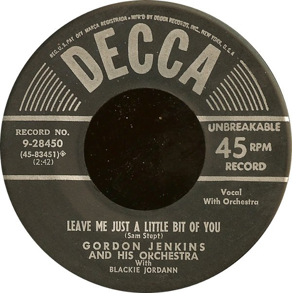 last ned album Gordon Jenkins And His Orchestra With Blackie Jordann - Leave Me Just A Little Bit Of You Ill Know My Love By The Way She Talks