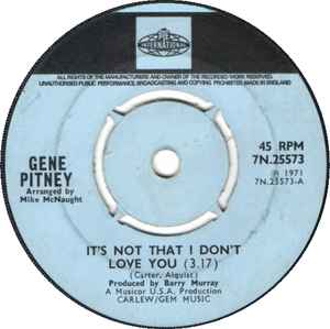 Gene Pitney - It's Not That I Don't Love You album cover