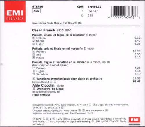 descargar álbum César Franck & Aldo Ciccolini - Prélude Aria Et Finale etc Ciccolini