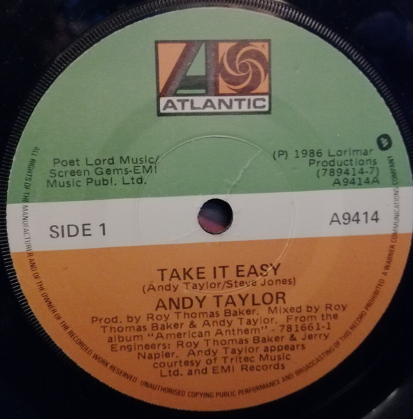 Andy Taylor – Take It Easy (1986, Vinyl) - Discogs