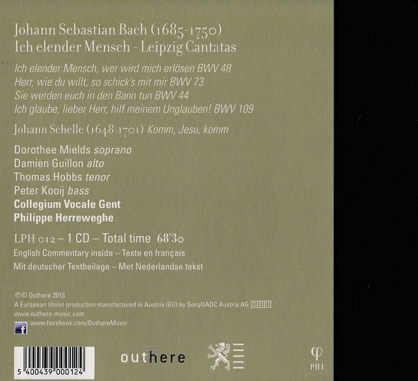 télécharger l'album Johann Sebastian Bach, Collegium Vocale Gent, Philippe Herreweghe - Ich Elender Mensch Leipzig Cantatas