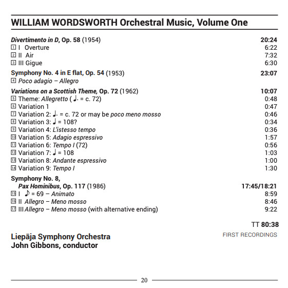 descargar álbum William Wordsworth , Liepāja Symphony Orchestra, John Gibbons - Orchestral Music Volume One