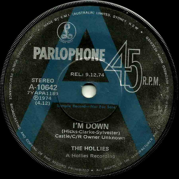 télécharger l'album The Hollies - Im Down Goodbye Lady Hello