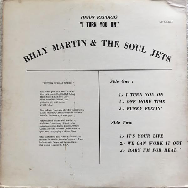 descargar álbum Billy Martin & The Soul Jets - I Turn You On