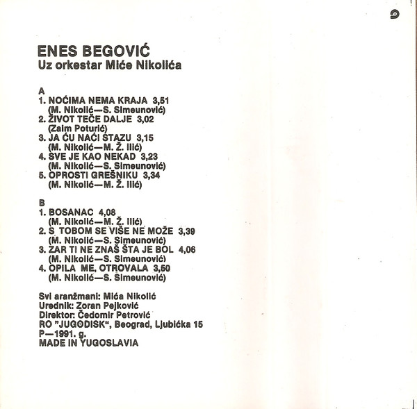 lataa albumi Enes Begović - Enes