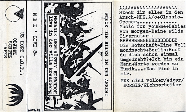 télécharger l'album Mekanik Destrüktiv Komandöh - Steck Dir Alles In Den Arsch Mekanik Destrüktiv Komandöh Live In Der Villa Kreuzberg MDK Live 84