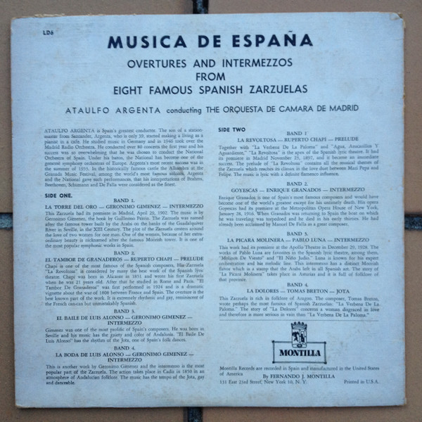 descargar álbum Ataulfo Argenta Dirigiendo La Orquesta de Camara de Madrid - Musica De España Preludios De Obras Famosas