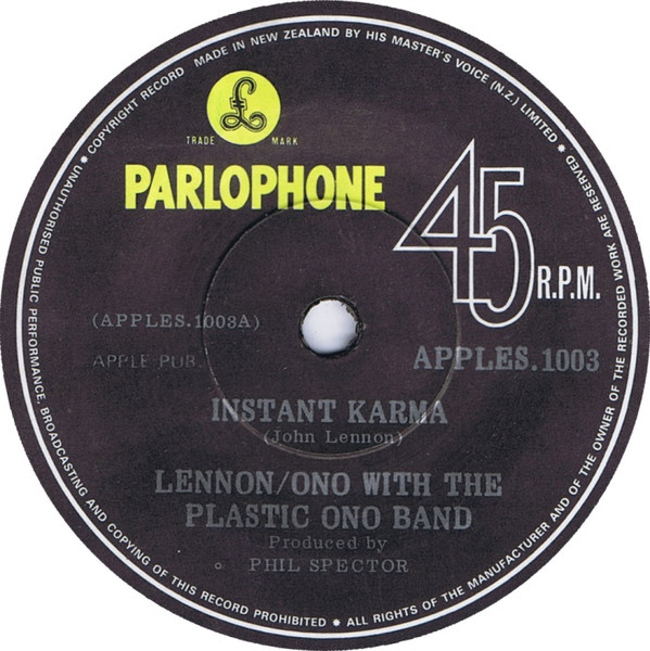 Lennon/Ono With Plastic Ono Band – Instant Karma ! (1970, Vinyl