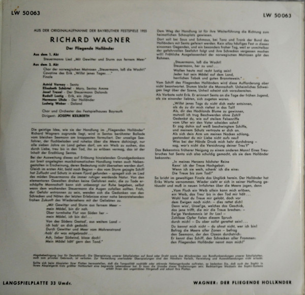 baixar álbum Richard Wagner, Orchester der Bayreuther Festspiele, Chor der Bayreuther Festspiele, Joseph Keilberth - Der Fliegende Höllander