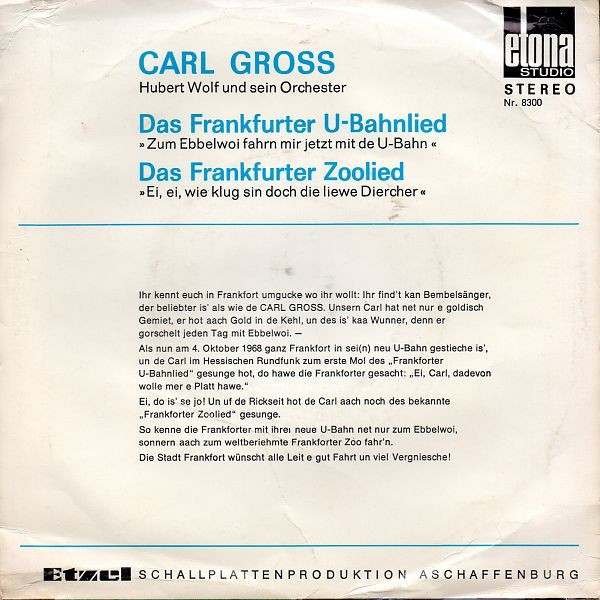 Album herunterladen Carl Gross - Das Frankfurter U Bahnlied
