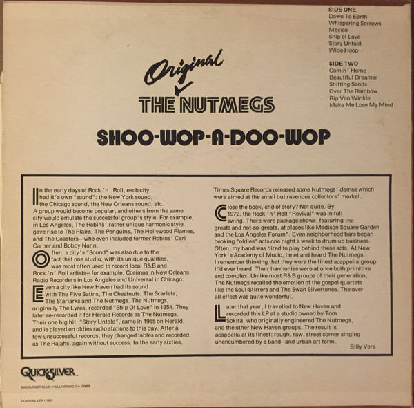 Album herunterladen The Original Nutmegs - Shoo Wop A Doo Wop