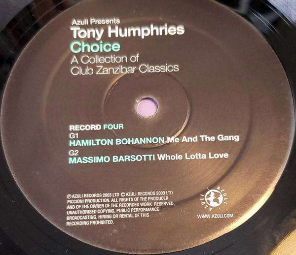 Tony Humphries - Azuli Presents Tony Humphries - Choice - A Collection Of Club Zanzibar Classics | Azuli Records (AZLP22) - 10