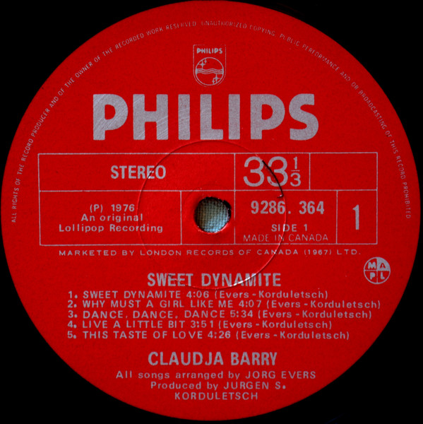 Claudja Barry - Sweet Dynamite | Philips (9286.364) - 3