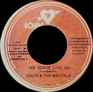 Toots & The Maytals - His Songs Live On album cover