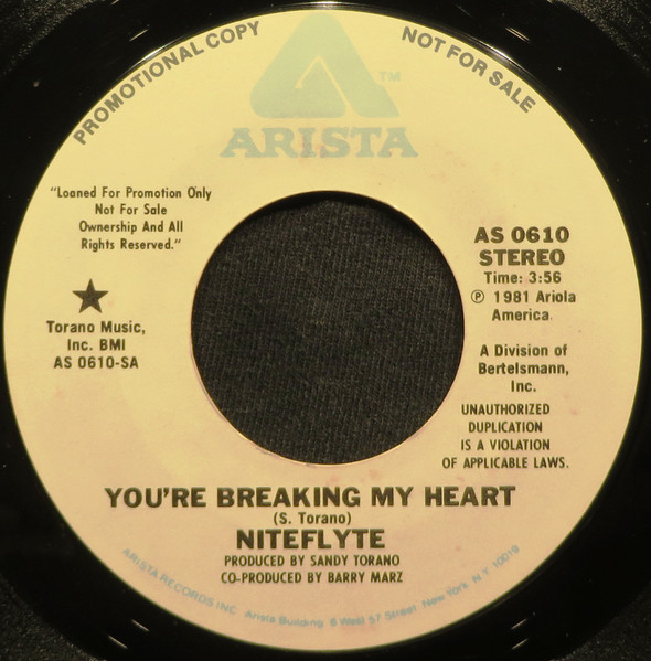 Niteflyte – You're Breaking My Heart (1981, Vinyl) - Discogs