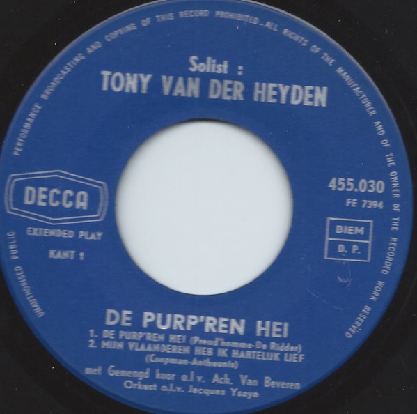 baixar álbum Tony Van der Heyden - De Purpren Hei