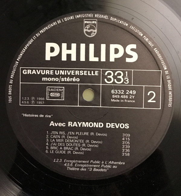 baixar álbum Raymond Devos - Histoires De Rire