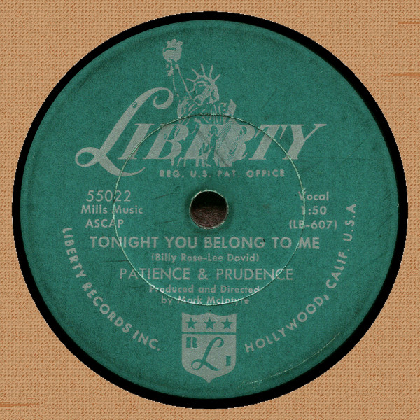 Patience u0026 Prudence / Prudence – Tonight You Belong To Me / A Smile And A  Ribbon (1956