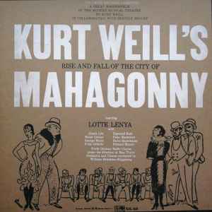 Kurt Weill - Kurt Weill's Rise And Fall Of The City Of Mahagonny album cover