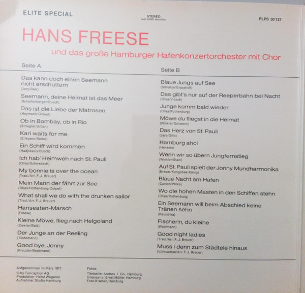 lataa albumi Hans Freese Und Das Große Hamburger Hafenkonzertorchester Mit Chor - Hans Freese Und Das Große Hamburger Hafenkonzertorchester Mit Chor