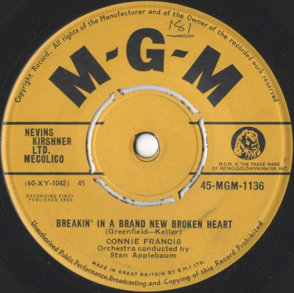 Connie Francis – Breakin' In A Brand New Broken Heart (1961, Vinyl