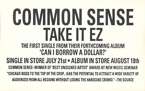 Common Sense – Take It EZ (1992, Vinyl) - Discogs