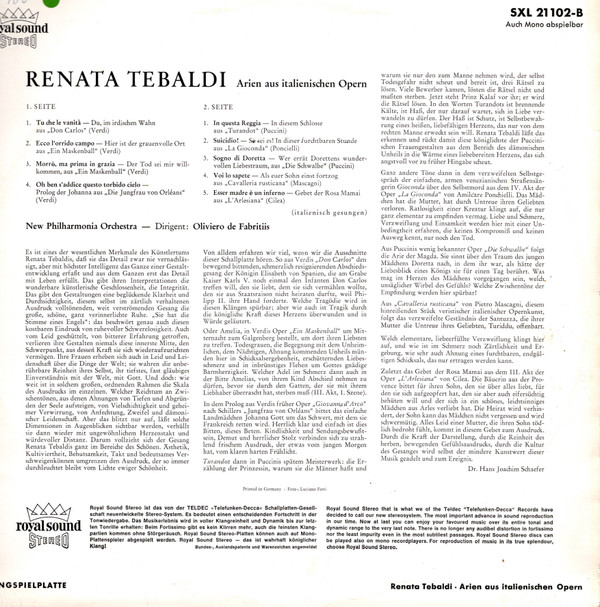ladda ner album Renata Tebaldi - Arien aus italienischen Opern