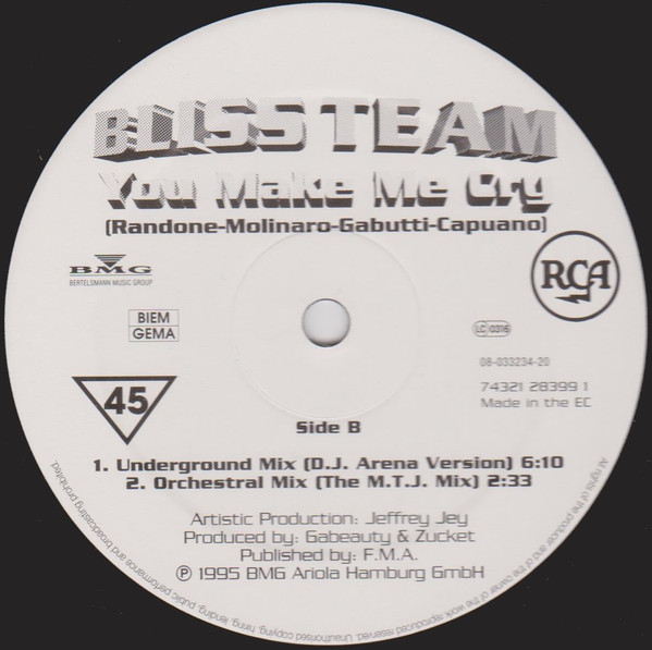 Bliss Team – You Make Me Cry (1995, Vinyl) - Discogs