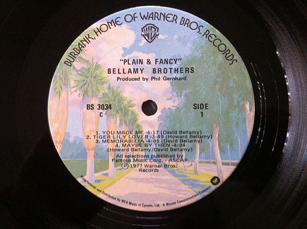 Bellamy Brothers - Plain & Fancy | Warner Bros. Records (BS 3034) - 2