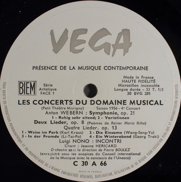 last ned album Webern Nono Stockhausen Boulez - Les Concerts Du Domaine Musical