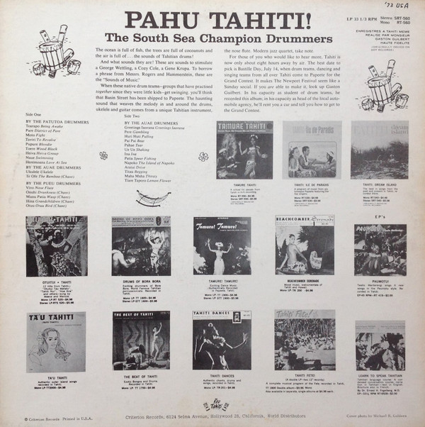 Various - Pahu Tahiti! Authentic Drums Of The South Seas | Reo Tahiti Records (SRT-560) - 2