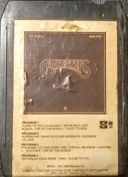 CARPENTERS Close To You, original A&M 8-Track tape, 1970, VG