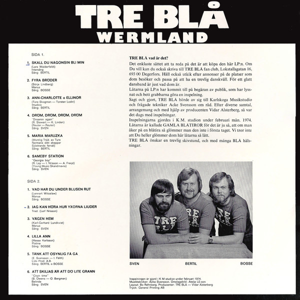 lataa albumi Tre Blå - Gamla Blåtiror