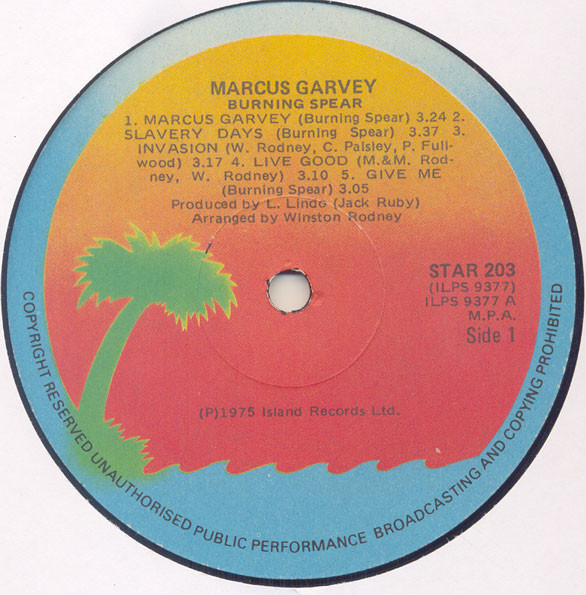 Burning Spear – Marcus Garvey (1975, Vinyl) - Discogs