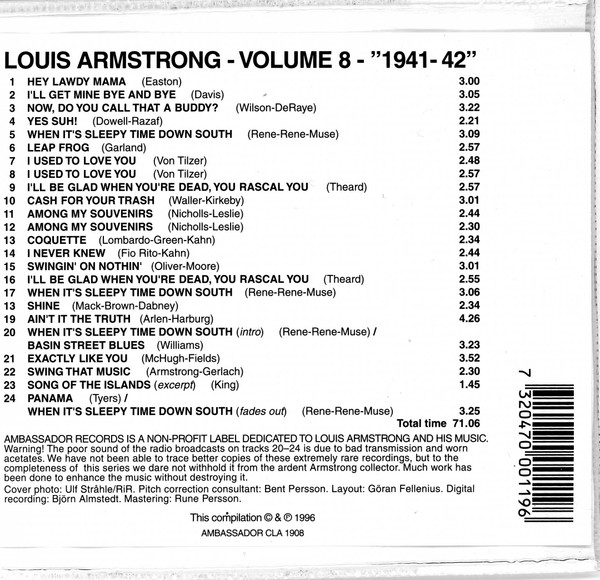 ladda ner album Louis Armstrong - Volume 8 1941 1942