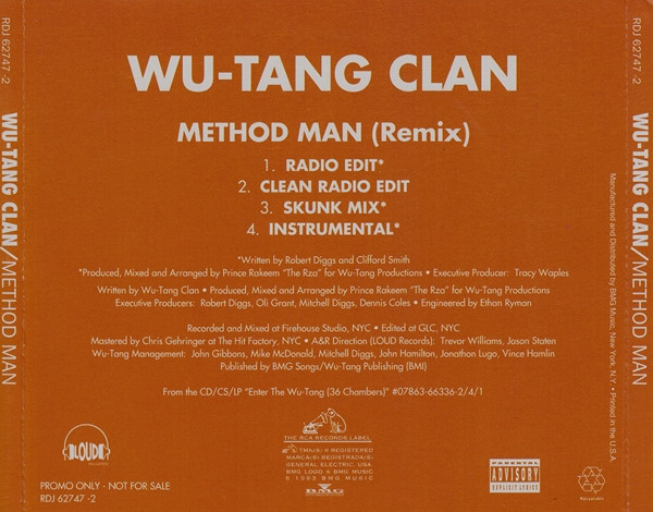 Wu-Tang Clan – Method Man (Remix) (1993, CD) - Discogs